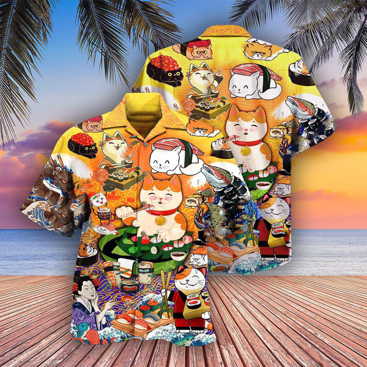 Cat Keep Calm And Eat Sushi - Hawaiian Shirt
