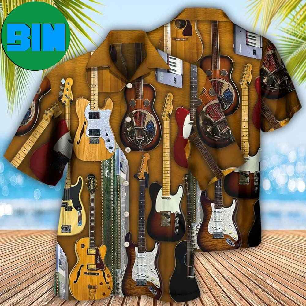 Guitar Vintage Basic Style Tropical Hawaiian Shirt